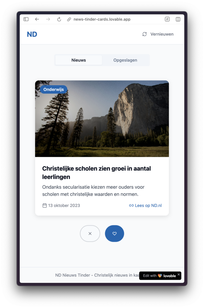 Jaap Meijer ‘vibecode’ this Tinder version for his own Dutch newspaper